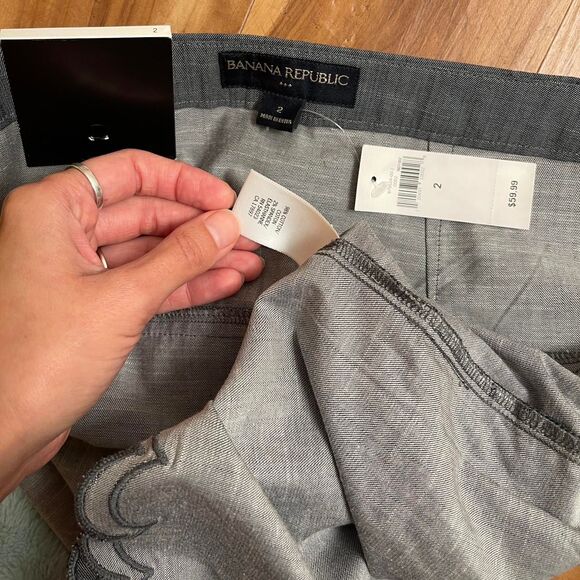 NWT Banana Republic Gray Scalloped Mini Pencil Skirt Office Siren Size 2 - Picture 6 of 6